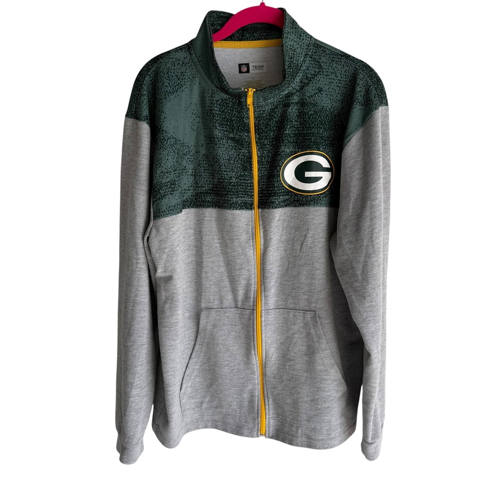 NFL‎ GREEN BAY PACKERS Green Gray Full Zip Mens Sports Fan Jacket, M